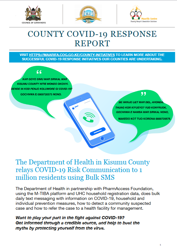 The Department Of Health In Kisumu County Relays COVID 19 Risk Communication To 1 Million Residents Using Bulk SMS