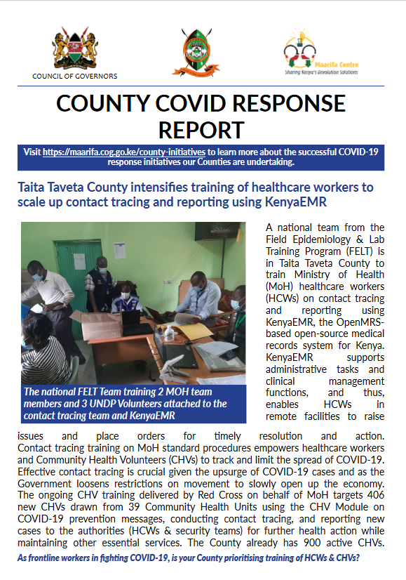 Taita Taveta County Intensifies Training Of Healthcare Workers To Scale Up Contact Tracing And Reporting Using KenyaEMR