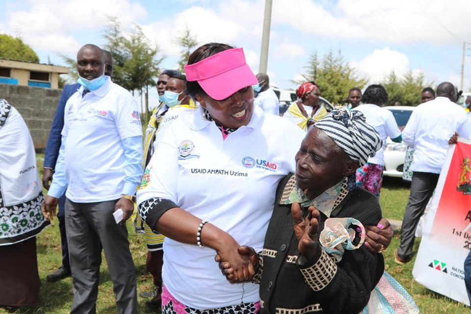 Deputy Governor Prof. Grace Cheserek and  Elgeyo Marakwet County residents  marking World Aids Day.