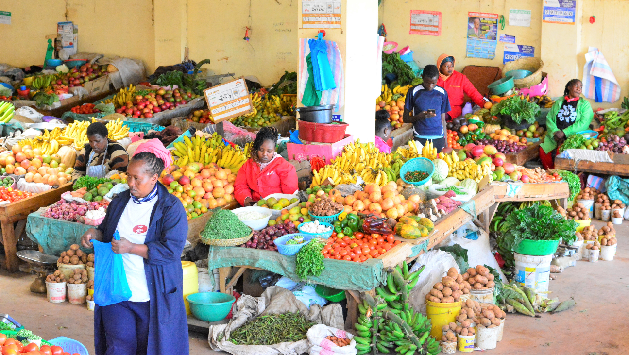 The ground floor of Makutano market where traders selling fresh produce are stationed