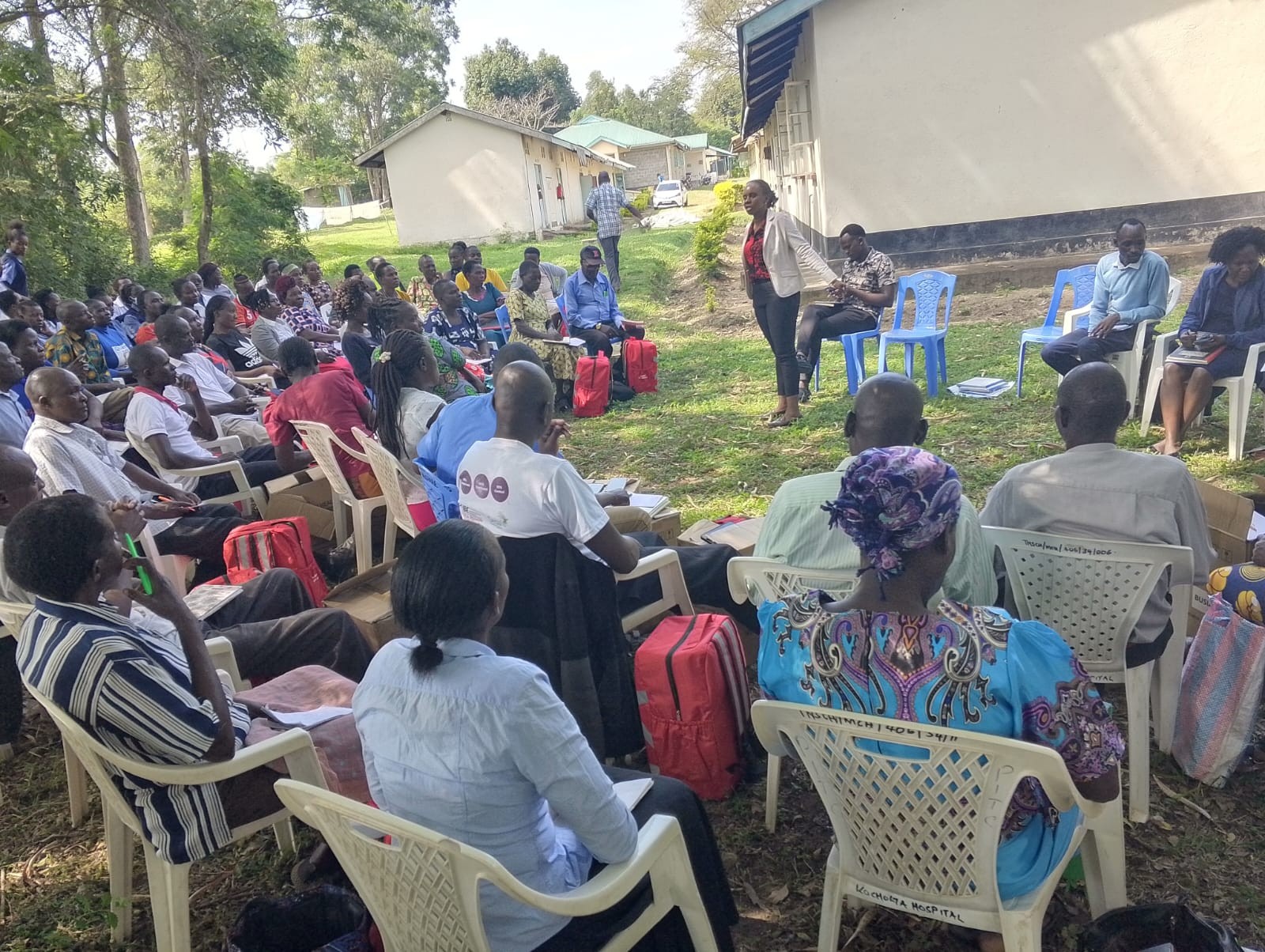 CHPs engaging the community members on the dangers of unsafe delivery practices