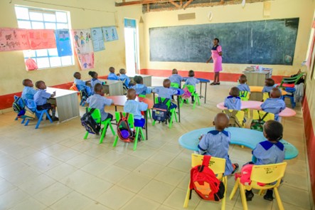 A well equipped classroom with adequate infrastructure and space